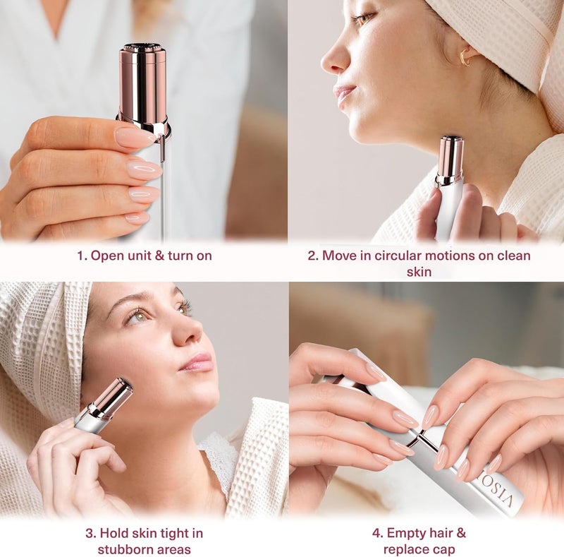 VISOFO Facial Hair Removal for Women | Electric Razor Device Small Mustache Dermaplaning Remover Tools Tweezers Epilator Trimmer Face Dermaplane Shavers Beauty Gadgets Set Accessories by (Coral) - Image 4